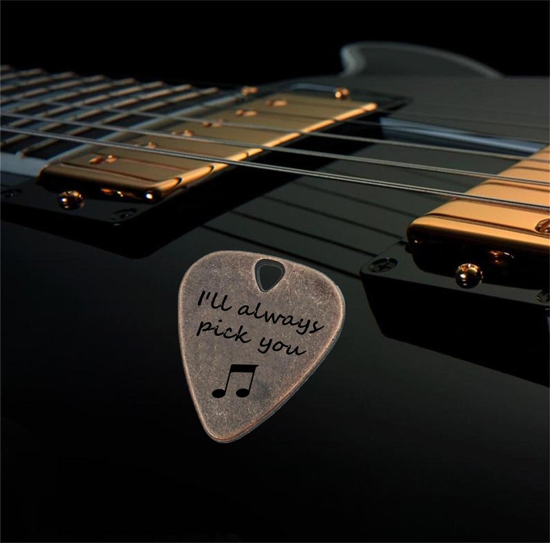 JUPPE Bronze Copper I'll Always Pick You Guitar Pick With Leather Case Personalized Birthday Gifts For Couples, Music Gifts For Him and Her (Bronze I'll Always Pick You) - Image 3